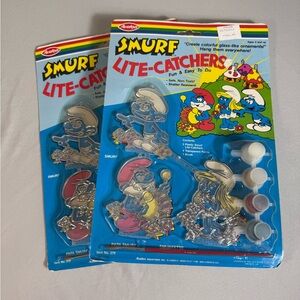 Vintage 1982 Smurf Lite Catchers Craft Kits Lot Of 2 Sealed
